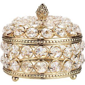 Crystal Mirrored Jewelry Box - Jewelry Trinket Organizer Treasure Box Home Decor